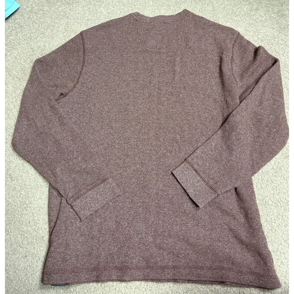 Eddie Bauer Thermal Shirt Mens L Brown Waffle Knit Crew Neck Pullover Outdoors - Picture 3 of 3